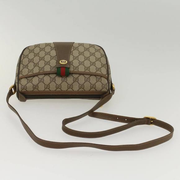 GUCCI GG Canvas Web Sherry Line Shoulder Bag Beige Green 39.02.032 Auth 48249 - Picture 7 of 16